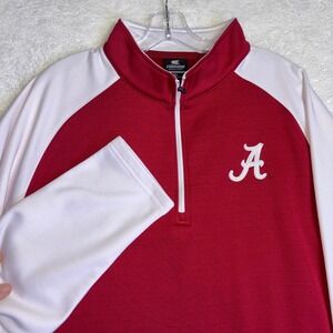 Colosseum Alabama Crimson Tide Mens XL 1/4 Zip Pullover Red White Performance